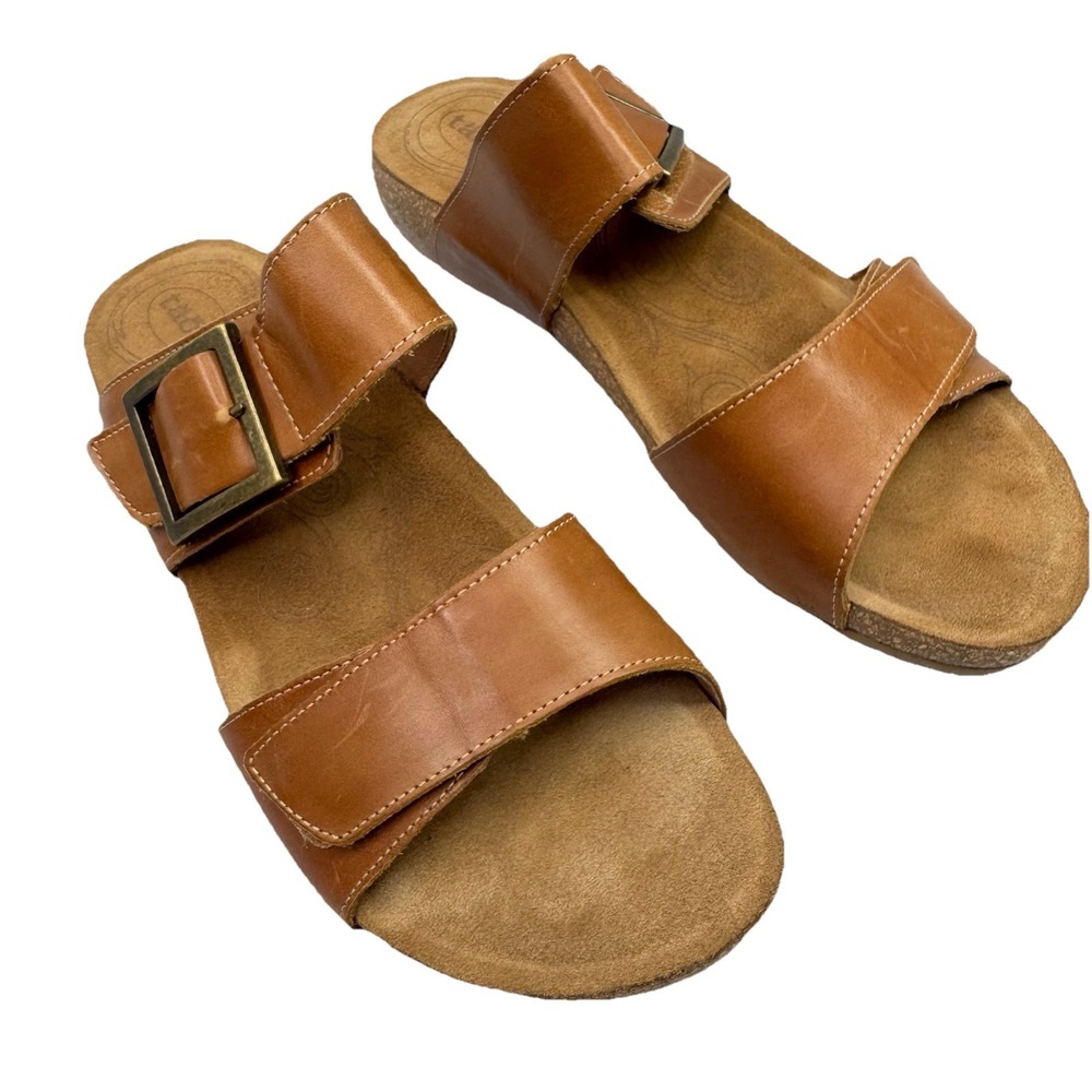TOAS My Dear Brown Leather Sandals Sz 10 / 10.5 - EU 41 Double Strap Adjustable